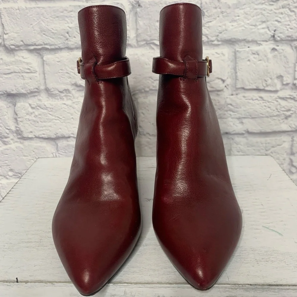 Celine Jodhpur Burgundy Leather Triangle Heel Ankle Booties